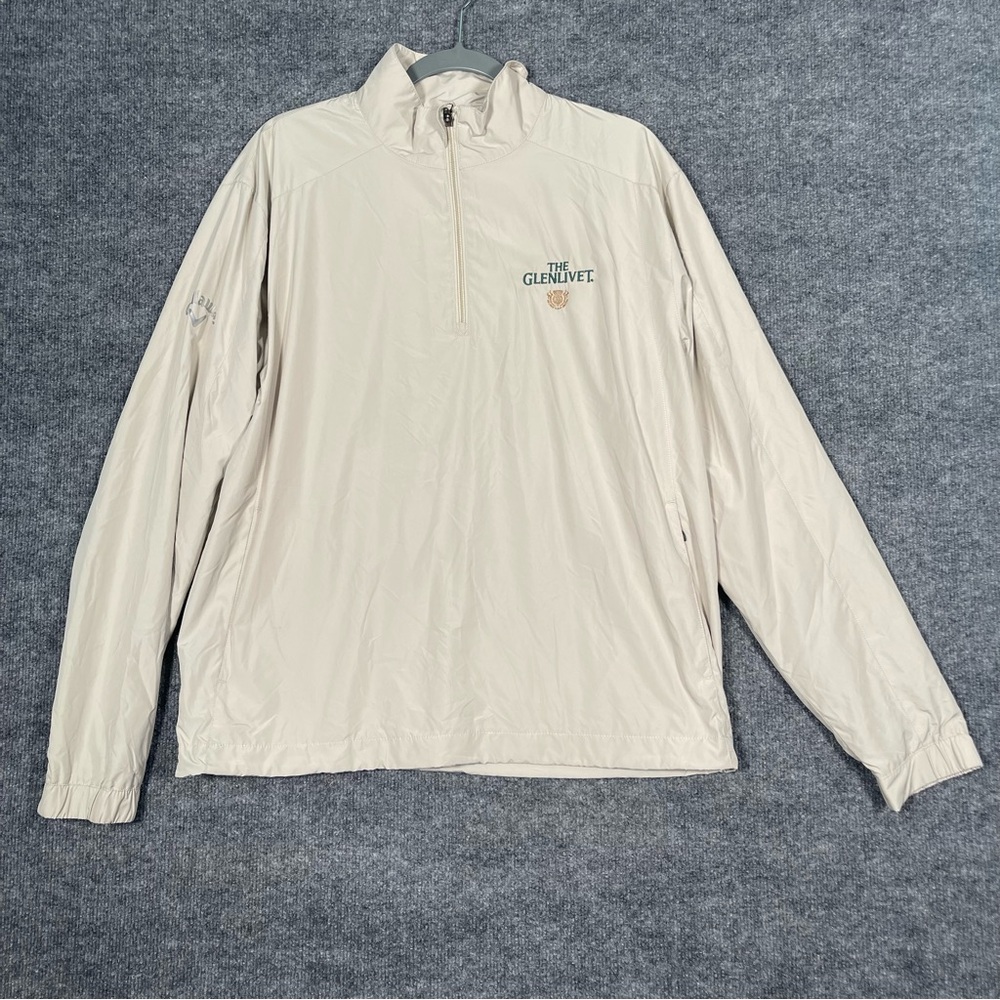 NWT Callaway Golf X Series Men Medium The Glenlivet Logo Tan Zip Pullover Jacket